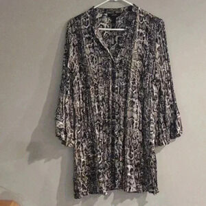 Alfani‎ snakeskin print kimono sleeve button down blouse women's 14